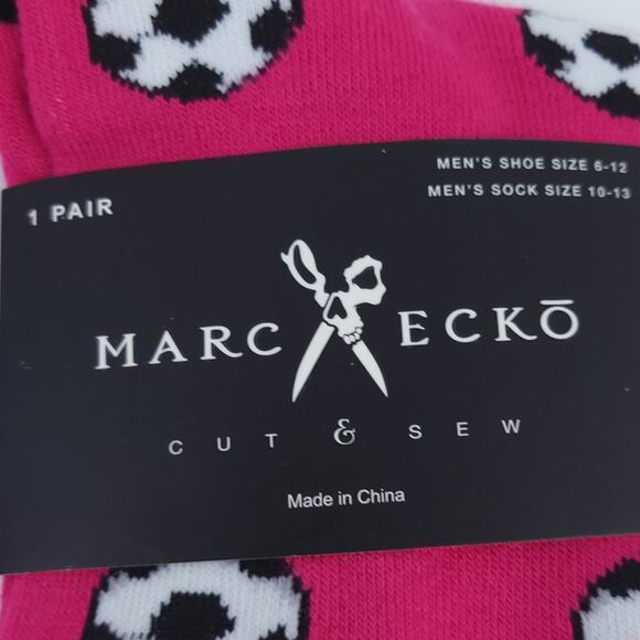 NEW Mark Ecko Cut & Sew Socks Men Pink Soccer Print Sock Size 10-13 - Picture 2 of 5